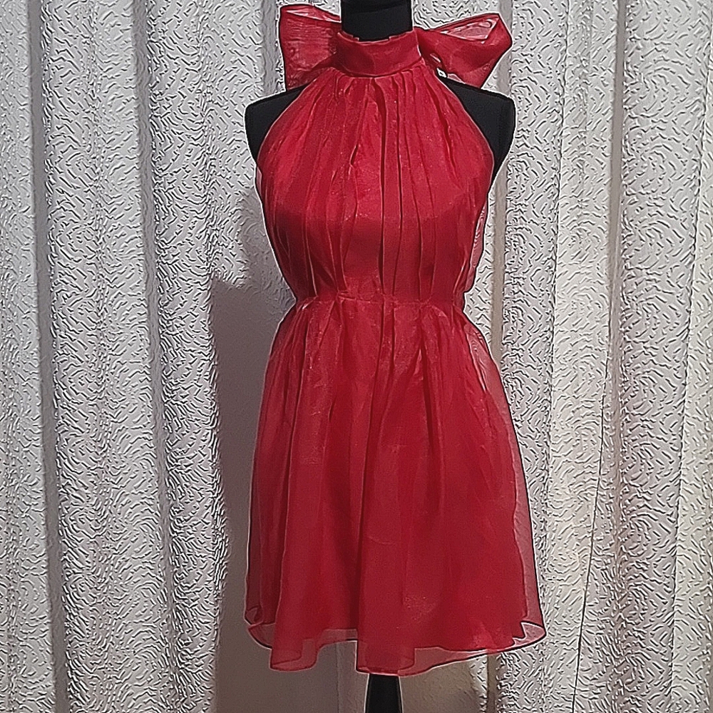 ZARA - Shifon fusia halter dress.